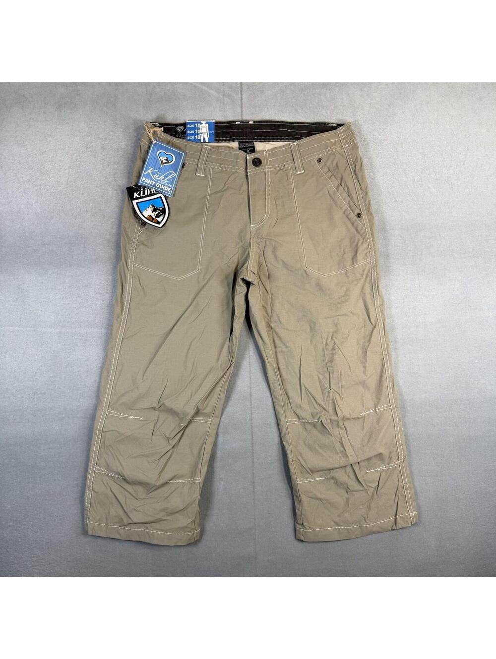 Kuhl Venetia Capri Pants Womens 10 Khaki Aluminum Natural Rise Flower NWT